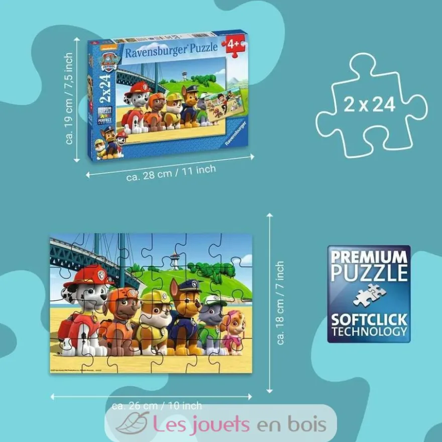 Puzzle Chiens héroïques Pat'Patrouille 2x24 pcs - Ravensburger