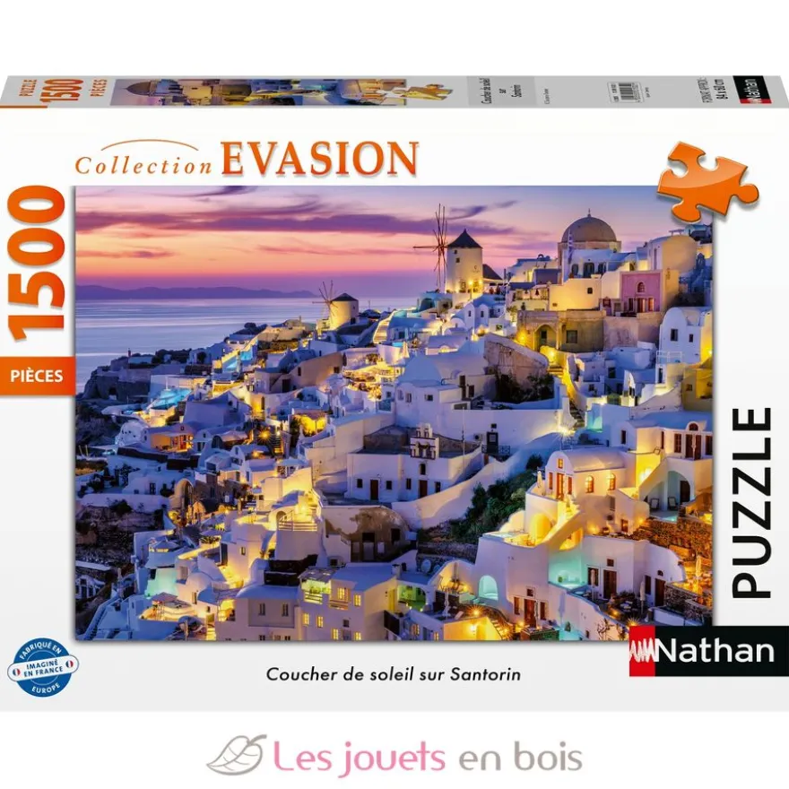 Puzzle Coucher de soleil sur Santorin 1500 pcs - Nathan