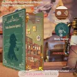 Puzzle 3D Agence de détectives Violin en bois - Book Nook - Tonecheer