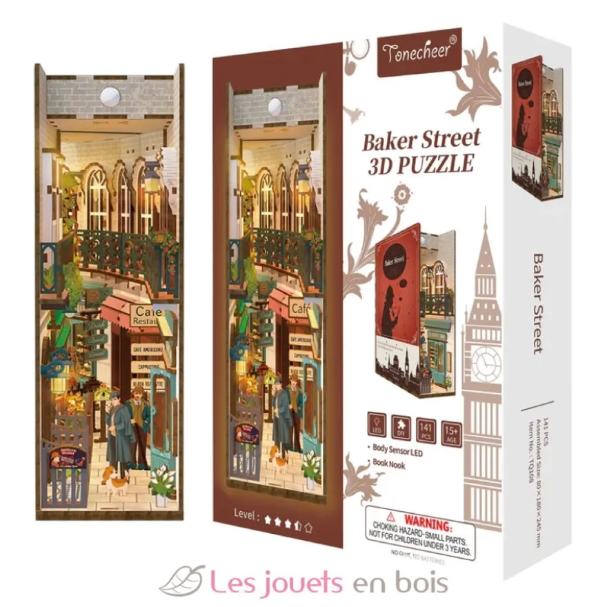 Puzzle 3D Baker Street en bois - Book Nook - Tonecheer