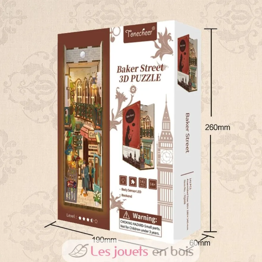 Puzzle 3D Baker Street en bois - Book Nook - Tonecheer