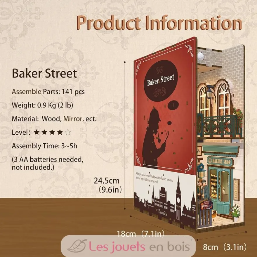 Puzzle 3D Baker Street en bois - Book Nook - Tonecheer