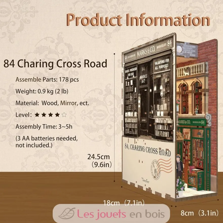 Puzzle 3D 84 Charing Cross Road en bois - Book Nook - Tonecheer