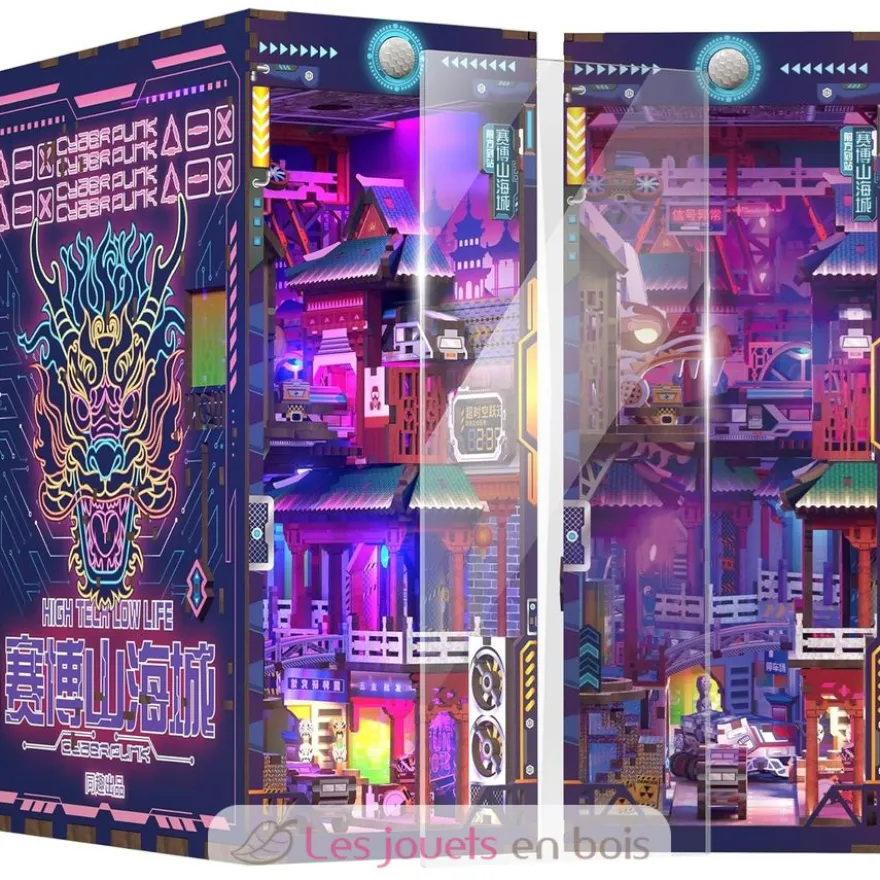 Puzzle 3D Cyber City en bois - Book Nook - Tonecheer