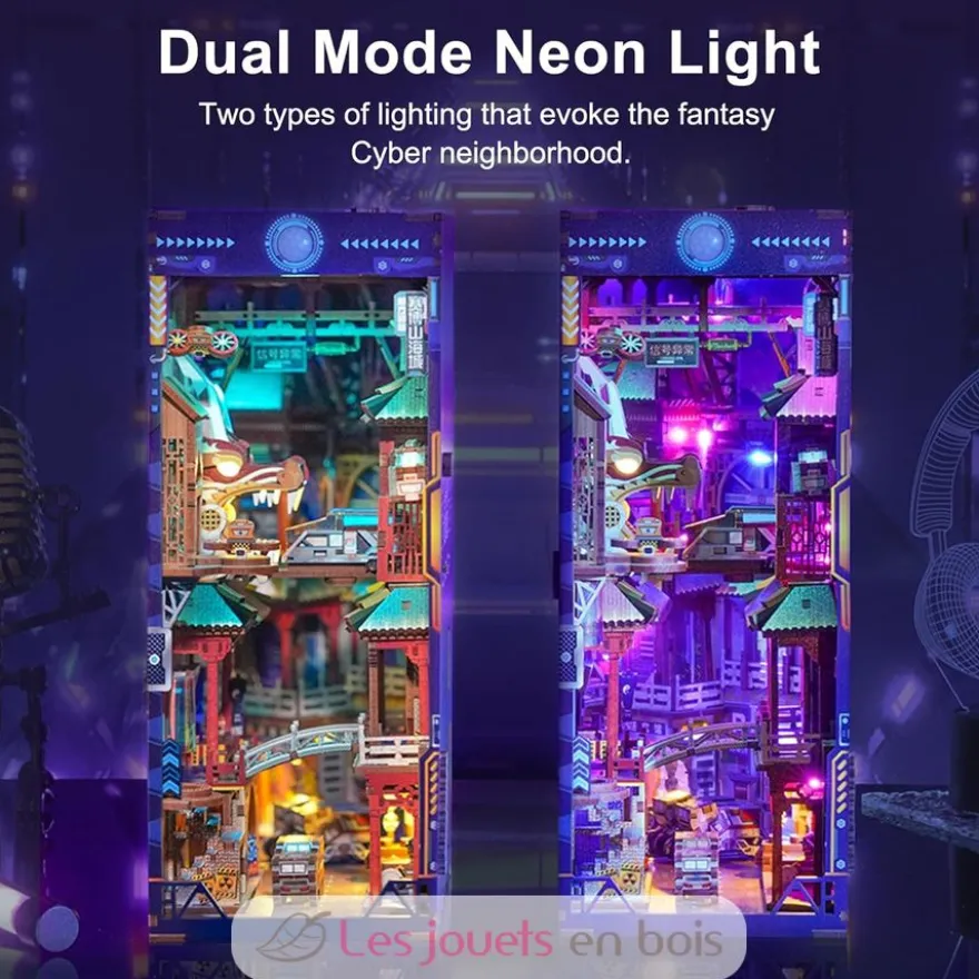 Puzzle 3D Cyber City en bois - Book Nook - Tonecheer