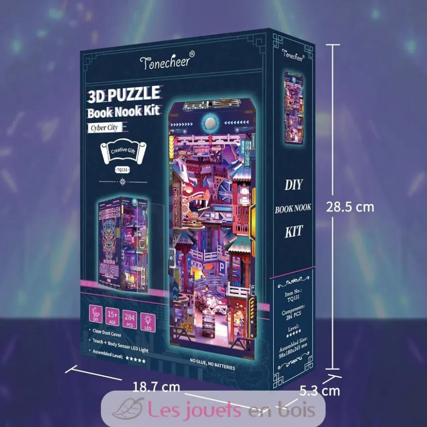 Puzzle 3D Cyber City en bois - Book Nook - Tonecheer