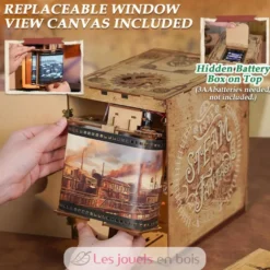 Puzzle 3D Fantaisie vapeur en bois - Book Nook - Tonecheer