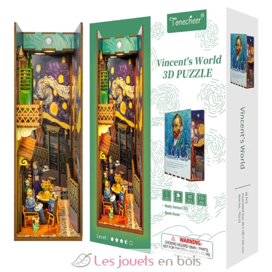 Puzzle 3D Le monde de Vincent en bois - Book Nook - Tonecheer