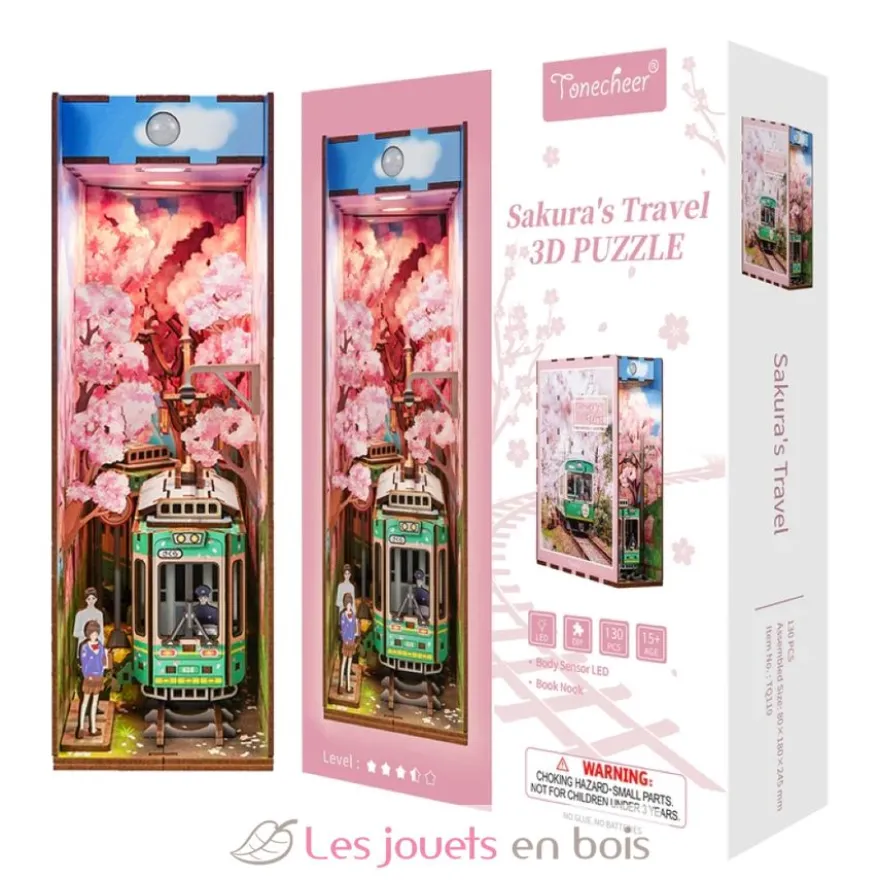 Puzzle 3D Le voyage de Sakura en bois - Book Nook - Tonecheer