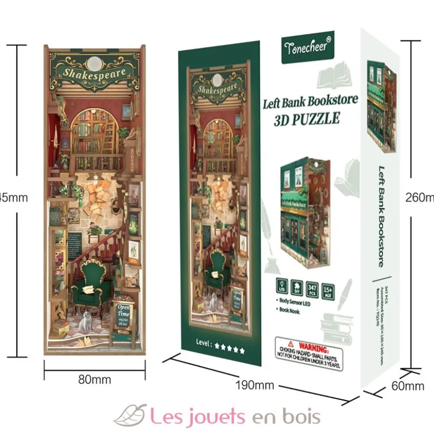 Puzzle 3D Librairie de la rive gauche - Book Nook - Tonecheer