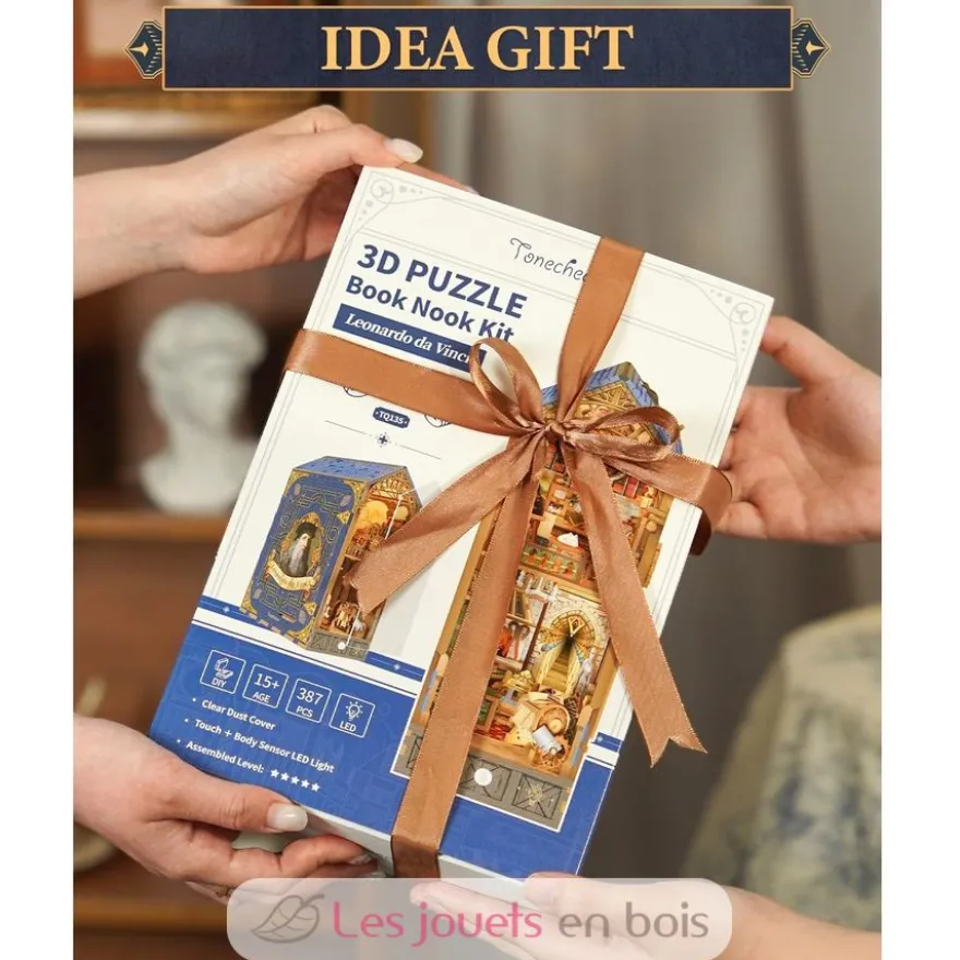 Puzzle 3D Léonard de Vinci en bois - Book Nook - Tonecheer