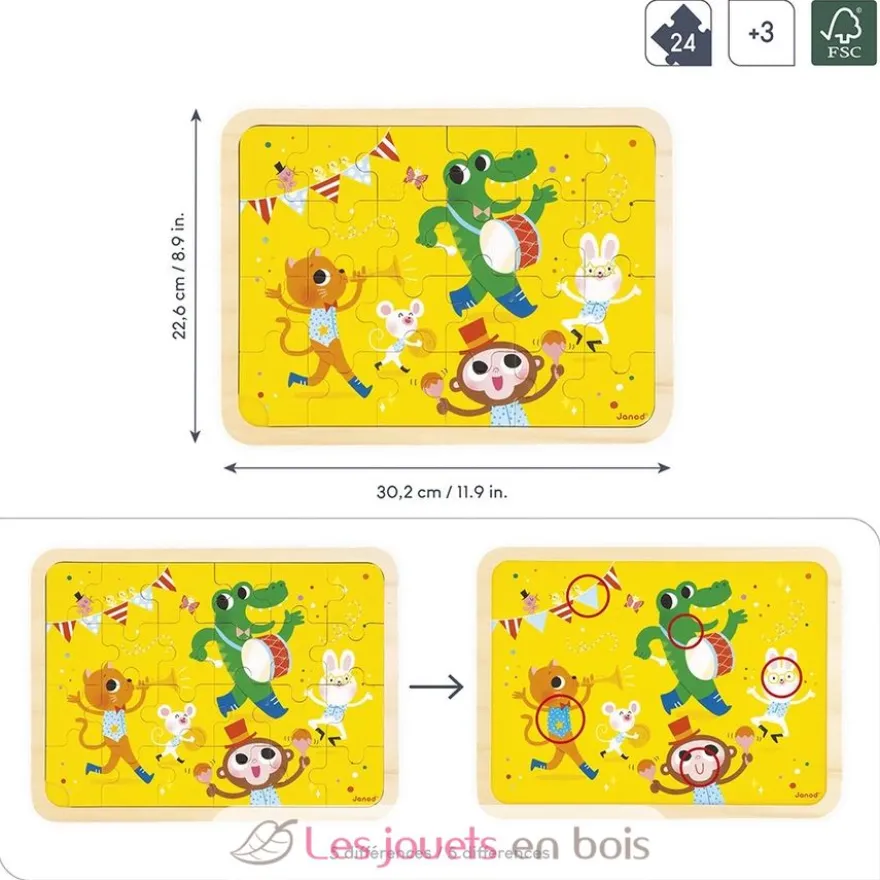 Puzzle en bois C'est la fête 24 pièces - Janod