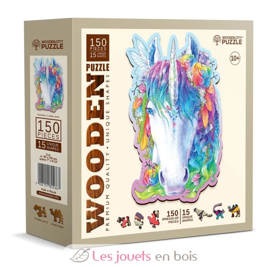 Puzzle en bois Licorne élégante 150 pcs - Wooden City