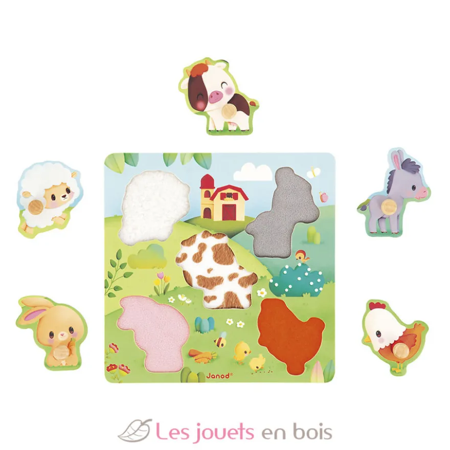 Puzzle en bois tactile Ferme 5 pcs - Janod