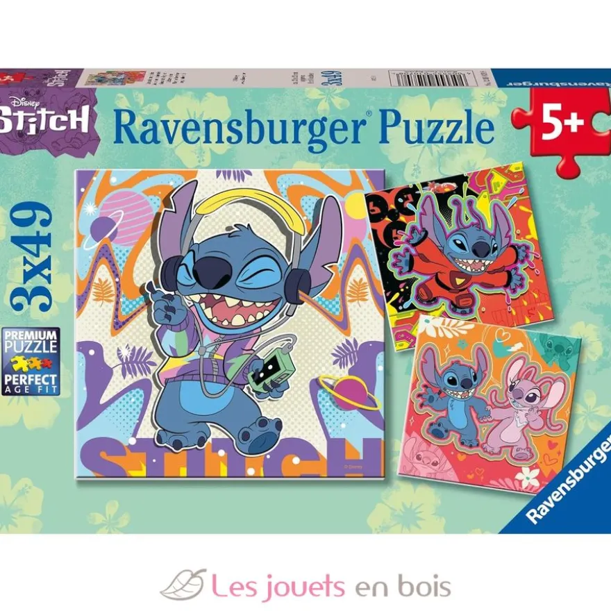 Puzzle Jouer toute la journée Stitch 3x49 pcs - Ravensburger