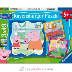 Puzzle Peppa Pig La famille d'abord 3x49 pcs - Puzzle enfant - Dès 5 ans - Ravensburger
