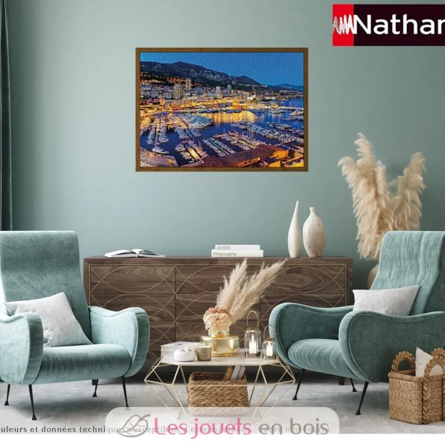 Puzzle 1500 pièces - Une nuit au port de Monaco - Collection Régions de France - Nathan