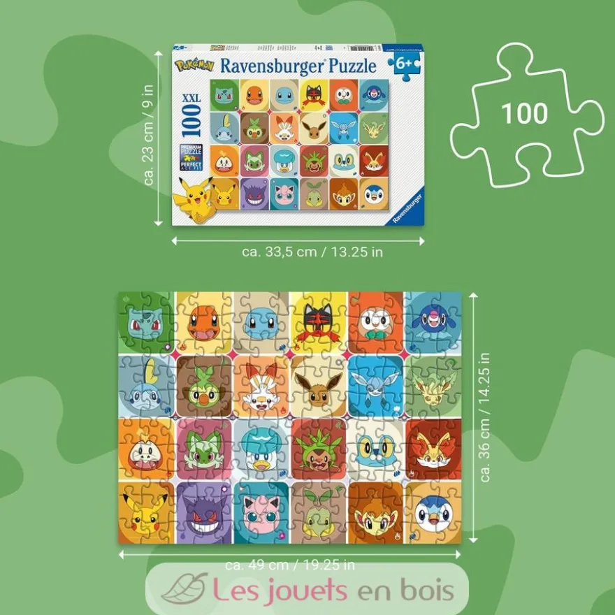 Puzzle Portraits de Pokémon 100 pcs XXL - Puzzle enfant - Dès 6 ans - Ravensburger