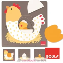 Puzzle poule oeuf poussin - Goula