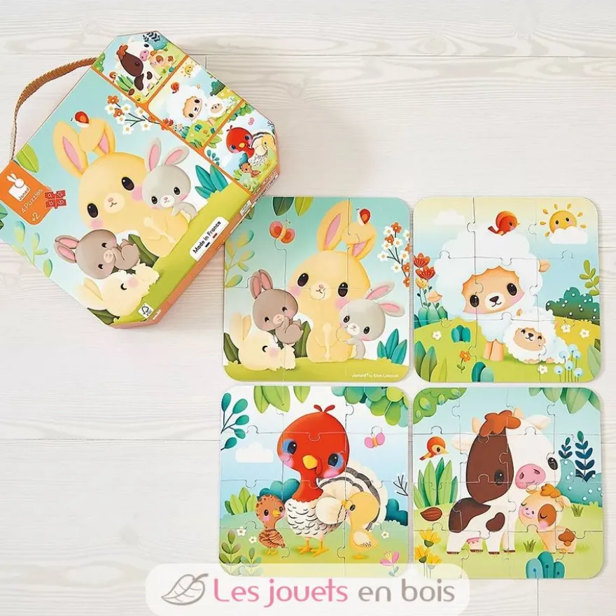 4 puzzles évolutifs Animaux Ferme - Janod