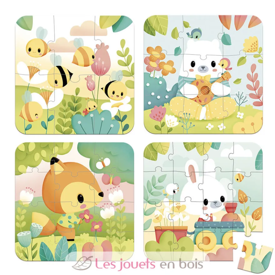 4 puzzles évolutifs Animaux Pure - Janod