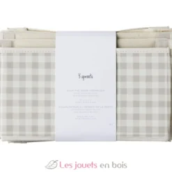 Rangement mural en tissu recyclé vichy beige - 3 Sprouts