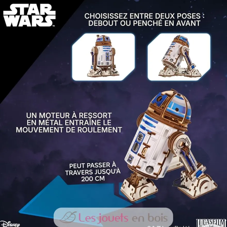 R2-D2 Star Wars - Puzzle 3D mécanique en bois - Ugears