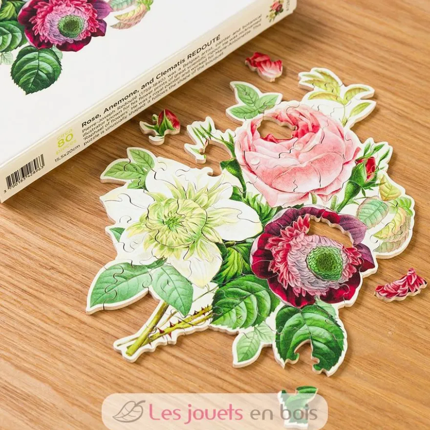 Rose, anémone et clématite de Redouté - Puzzle Michèle Wilson