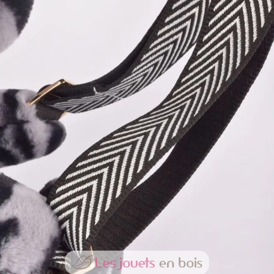 Sac bandoulière ours zébré en peluche - Doudou et Compagnie