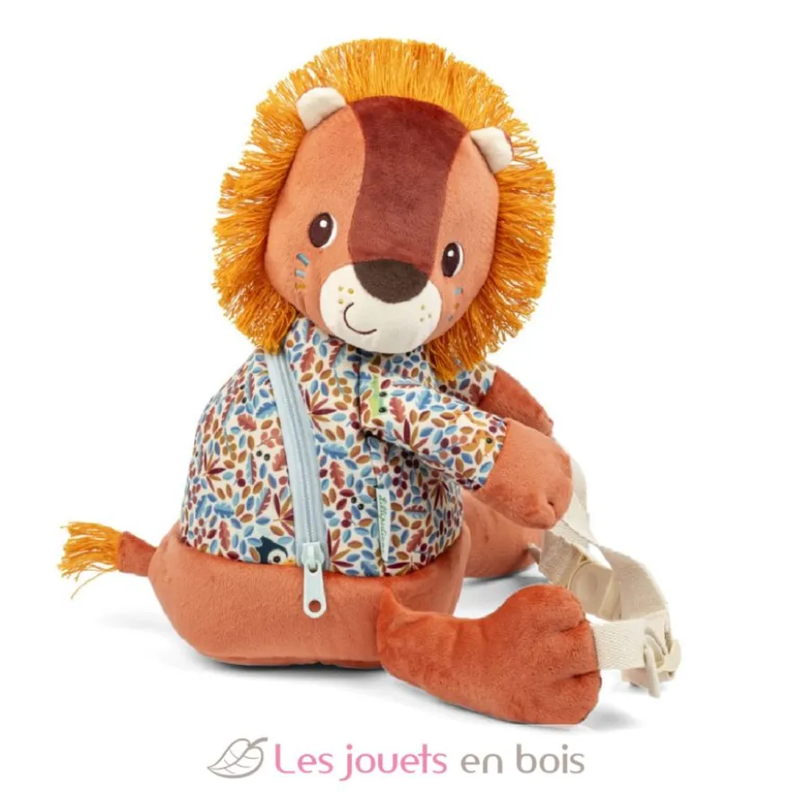 Sac à dos doux Jack le lion orange - Lilliputiens