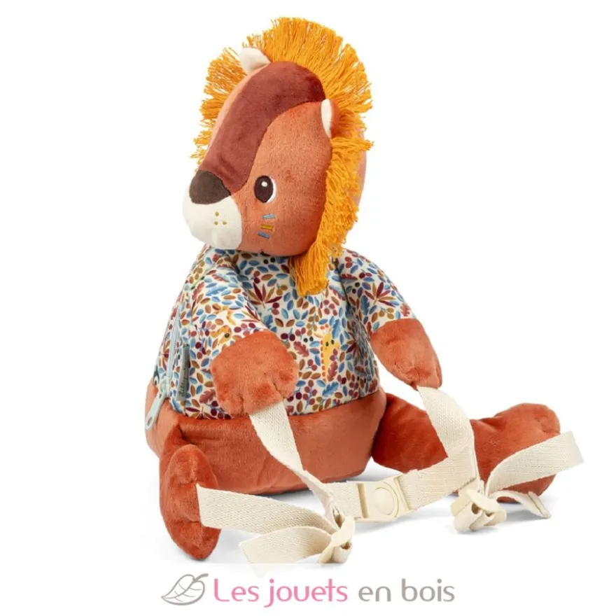 Sac à dos doux Jack le lion orange - Lilliputiens