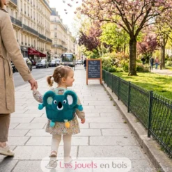Sac à dos velours Berlingos le koala bleu vert - Les Déglingos