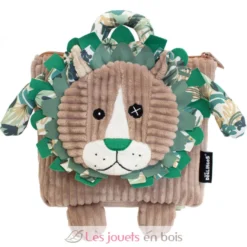 Sac à dos velours Jélékros lion Gris vert Déglingos