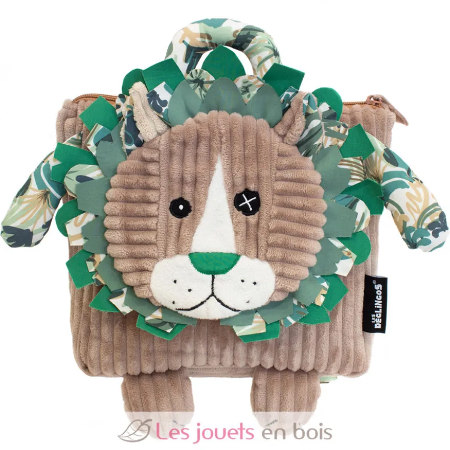 Sac à dos velours Jélékros lion Gris vert Déglingos