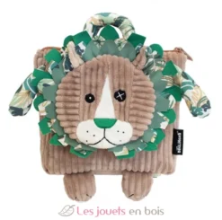 Sac à dos velours Jélékros lion Gris vert Déglingos