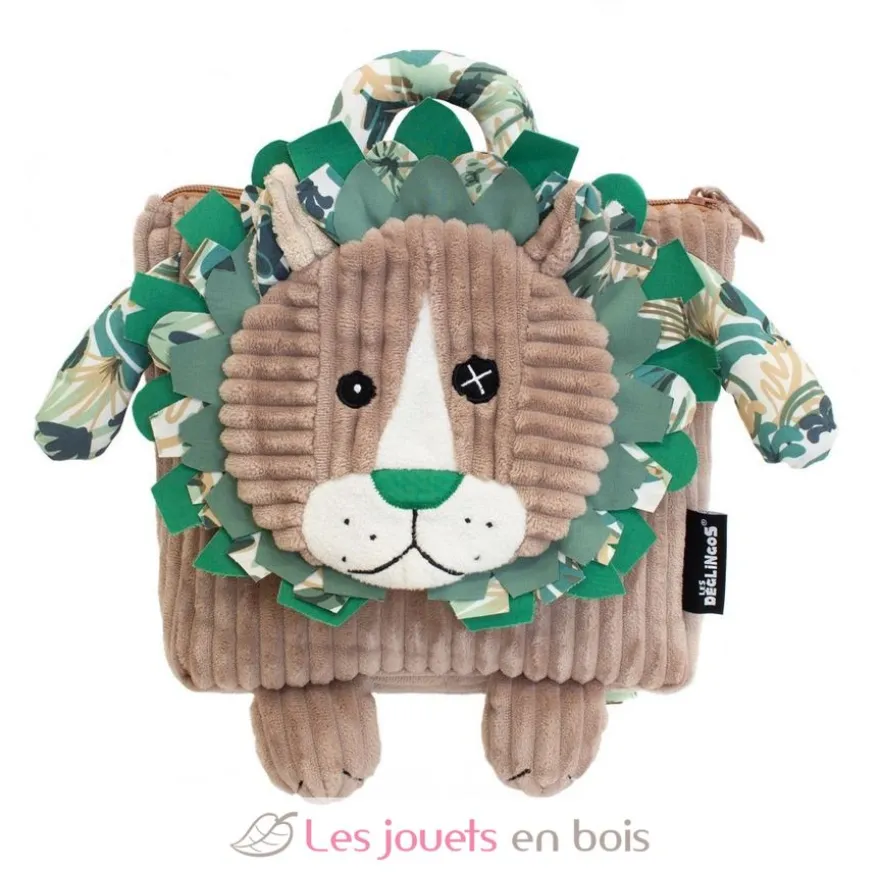 Sac à dos velours Jélékros lion Gris vert Déglingos