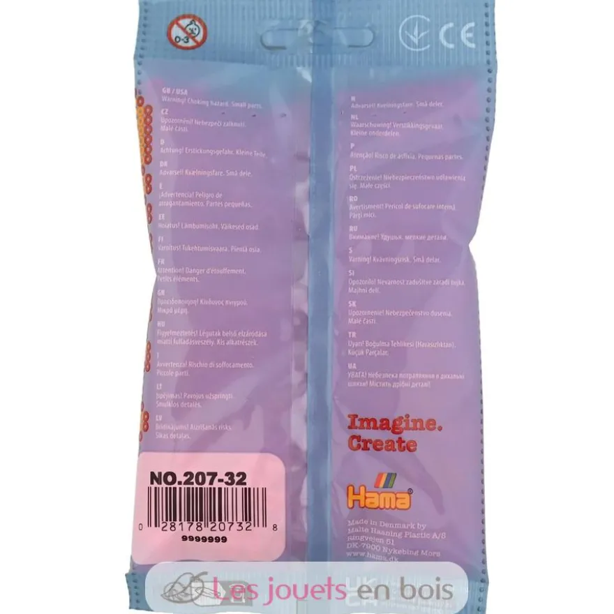Sachet 1000 perles plastique Midi rose fuschia - Hama