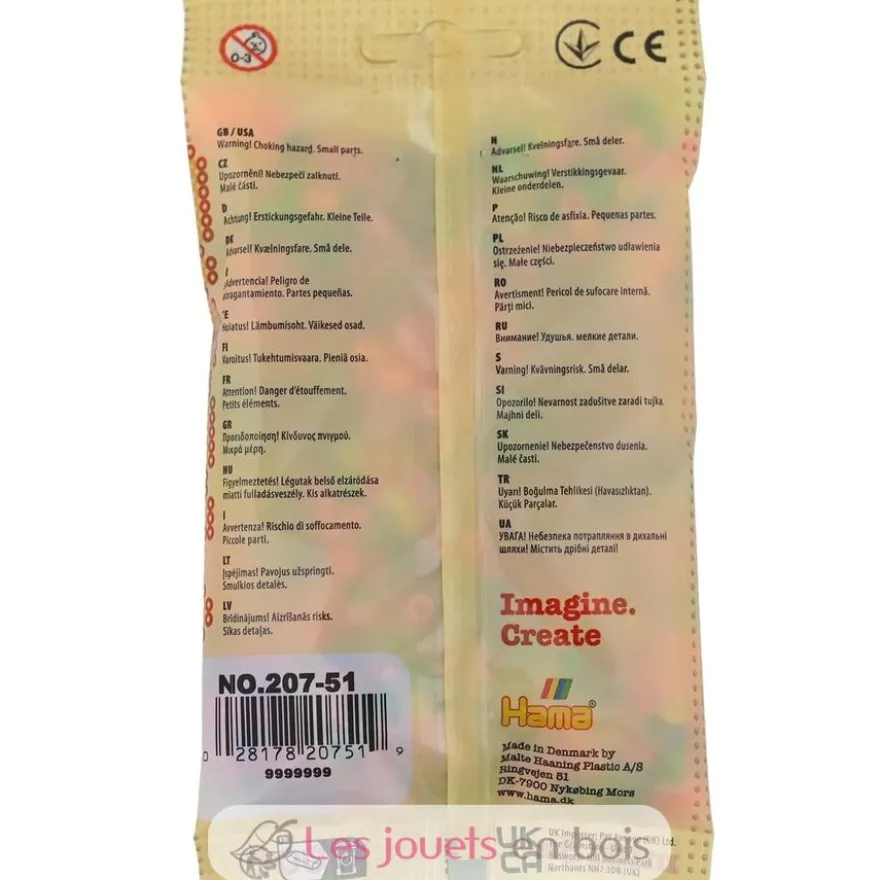 Sachet 1000 perles plastique Midi néon mix - Hama