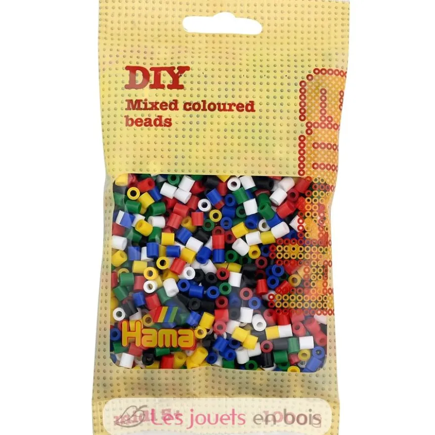 Sachet 1000 perles plastique Midi base mix 6 couleurs - Hama
