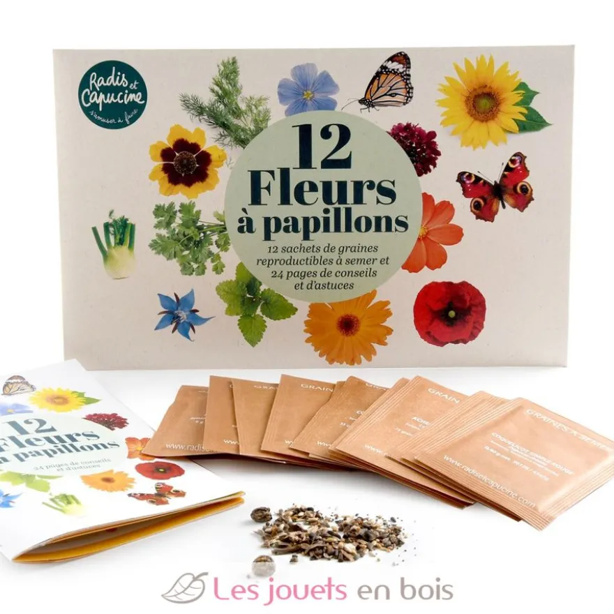 12 sachets de graines Fleurs à Papillons - Radis et Capucine