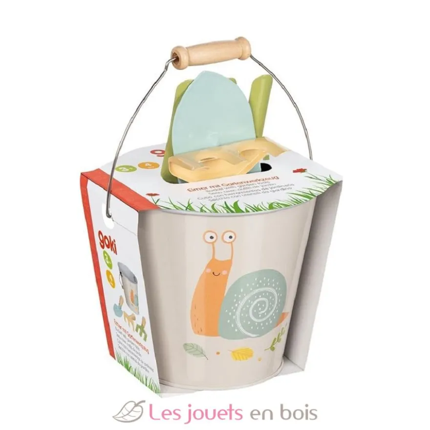 Seau avec outils de jardin Escargot - Goki