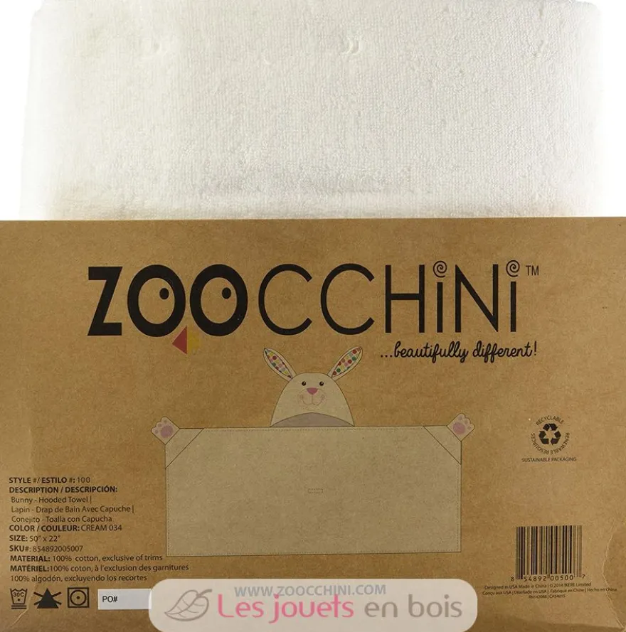 Serviette de bain enfant - lapin bella - Zoocchini