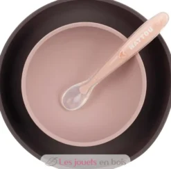 Set repas en silicone rose - Nattou