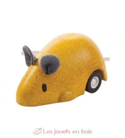 Souris à rétro-friction jaune - Plan Toys