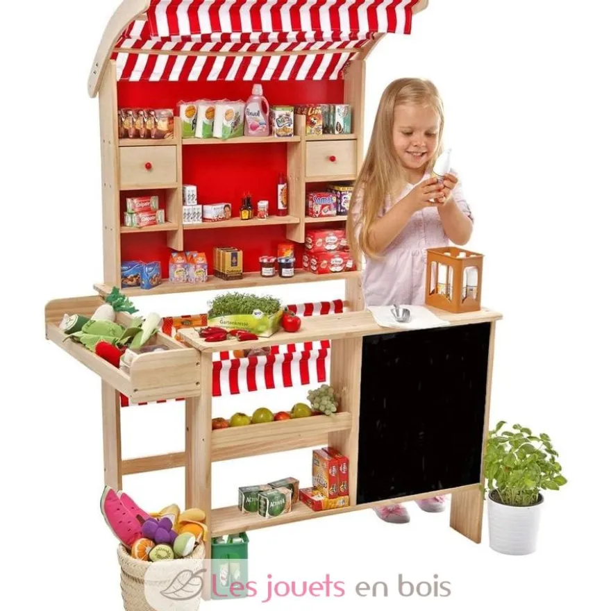 Stand de marché en bois avec accessoires - Dès 3 ans - Tanner