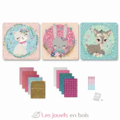Stick'N Fun - 3 Mosaïques Animaux mignons - Dès 5 ans - Sycomore