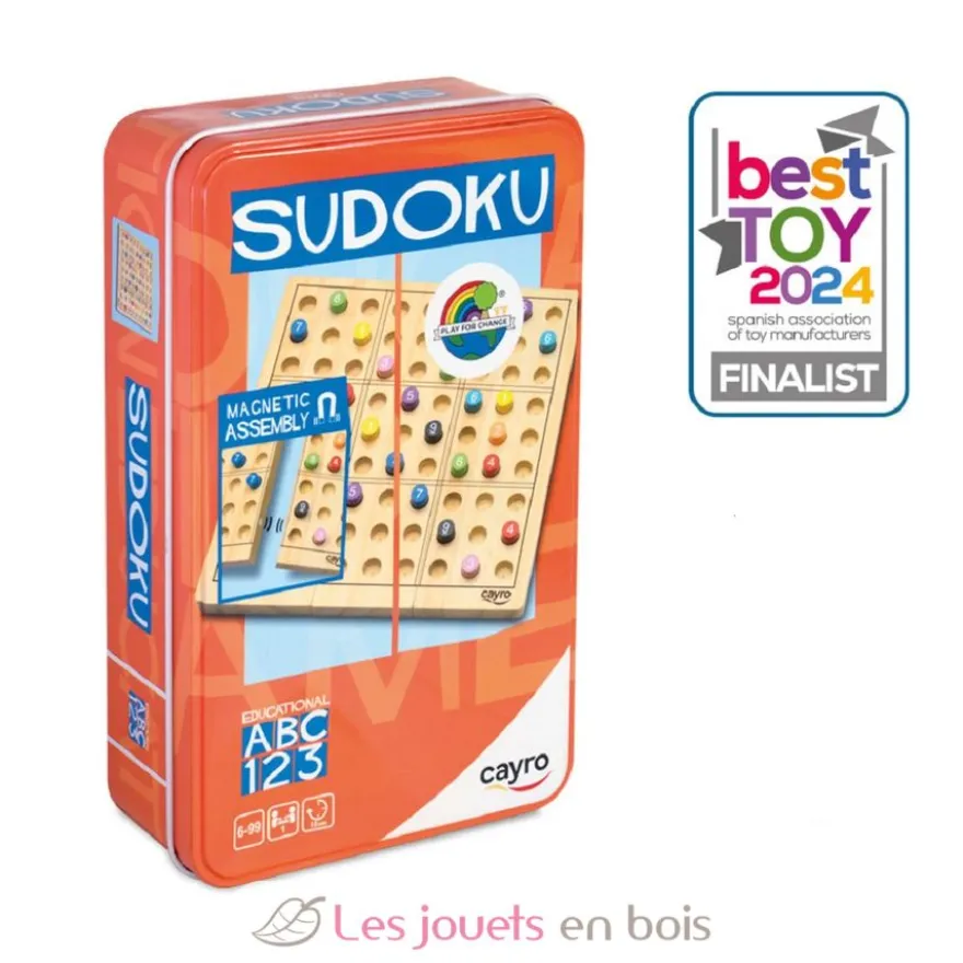Sudoku en bois livré en boite métal - Jeu de voyage - Cayro