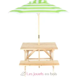 Table de pique nique en bois pour enfant, avec parasol - Esschert Design
