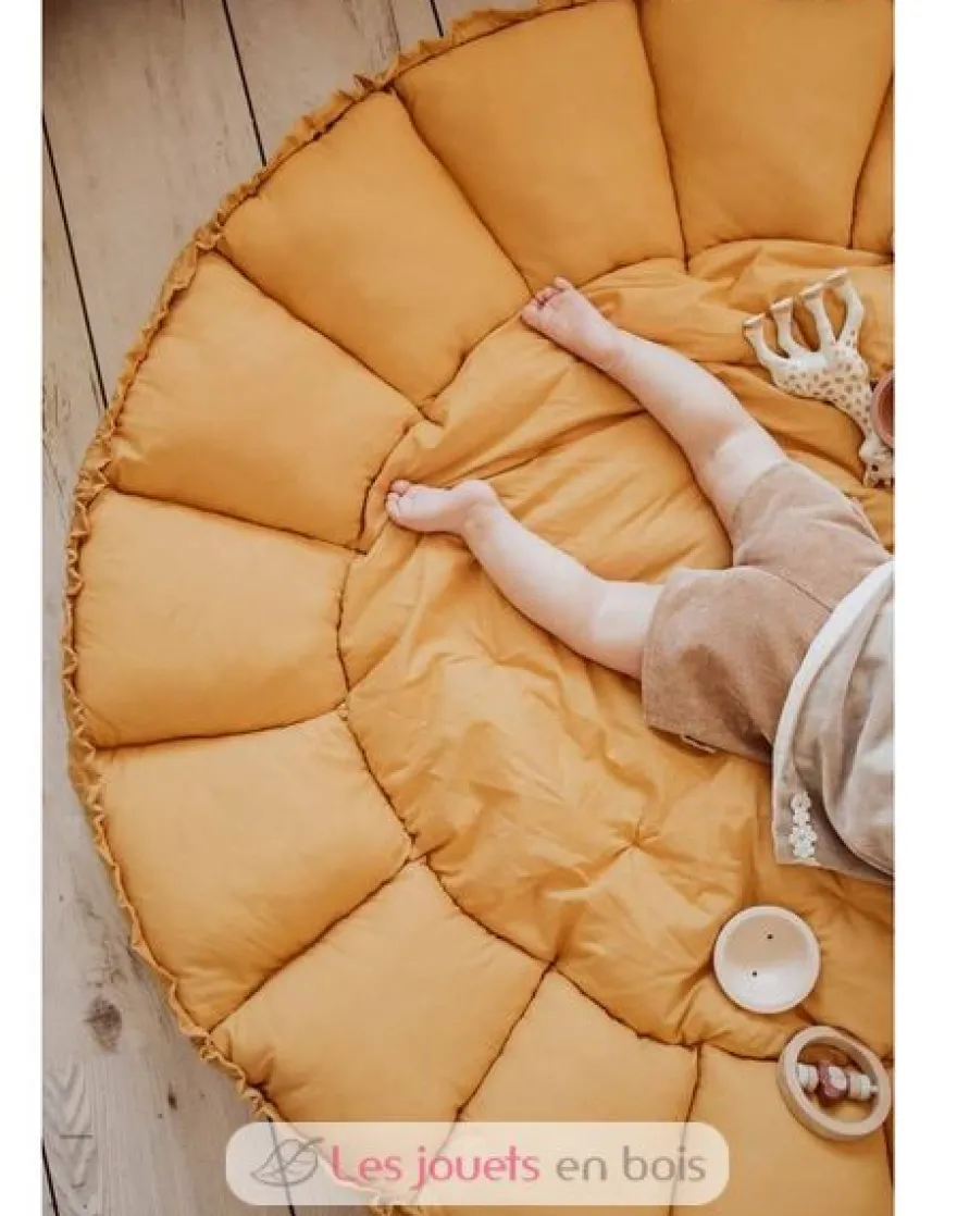 Tapis de jeu bébé coton bio Bloom Mustard - Play and Go