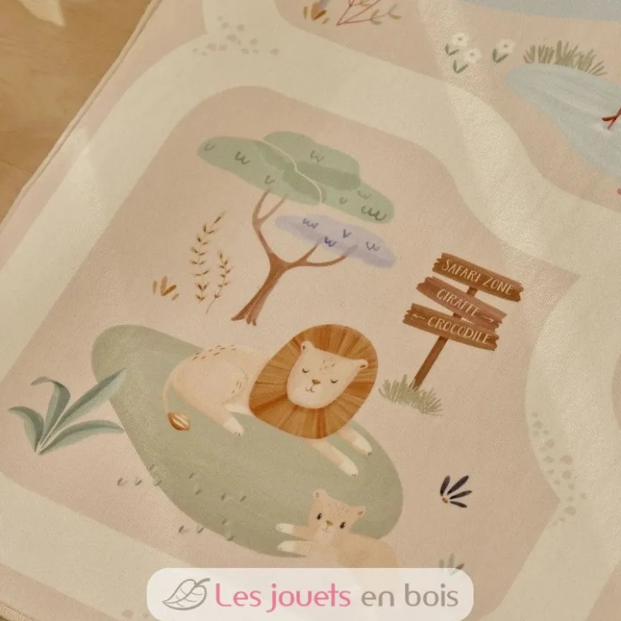 Tapis de jeu pour voiture Safari Friends beige - Little Dutch